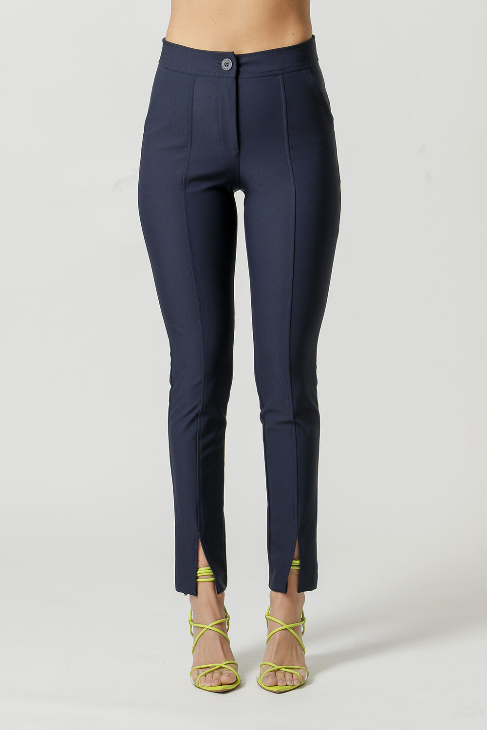 Pantalones ajustados con aberturas - AZUL MARINO