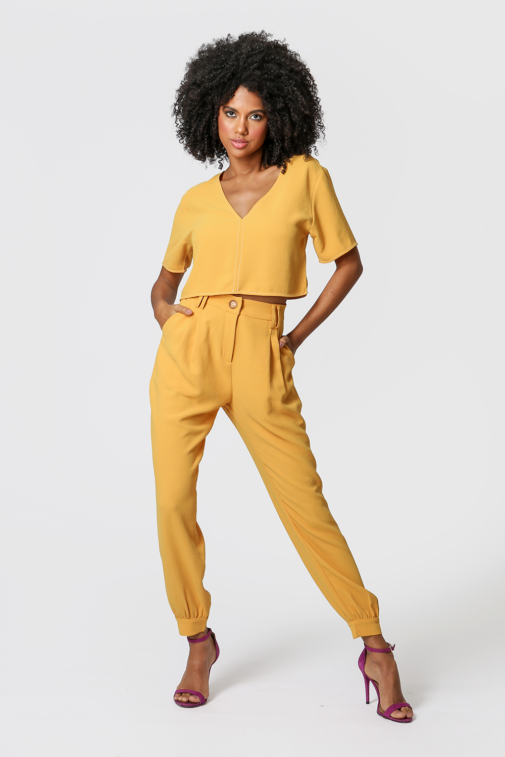 Calça Alfaiataria Calca Clochard Mostarda Calça Marrom Feminina