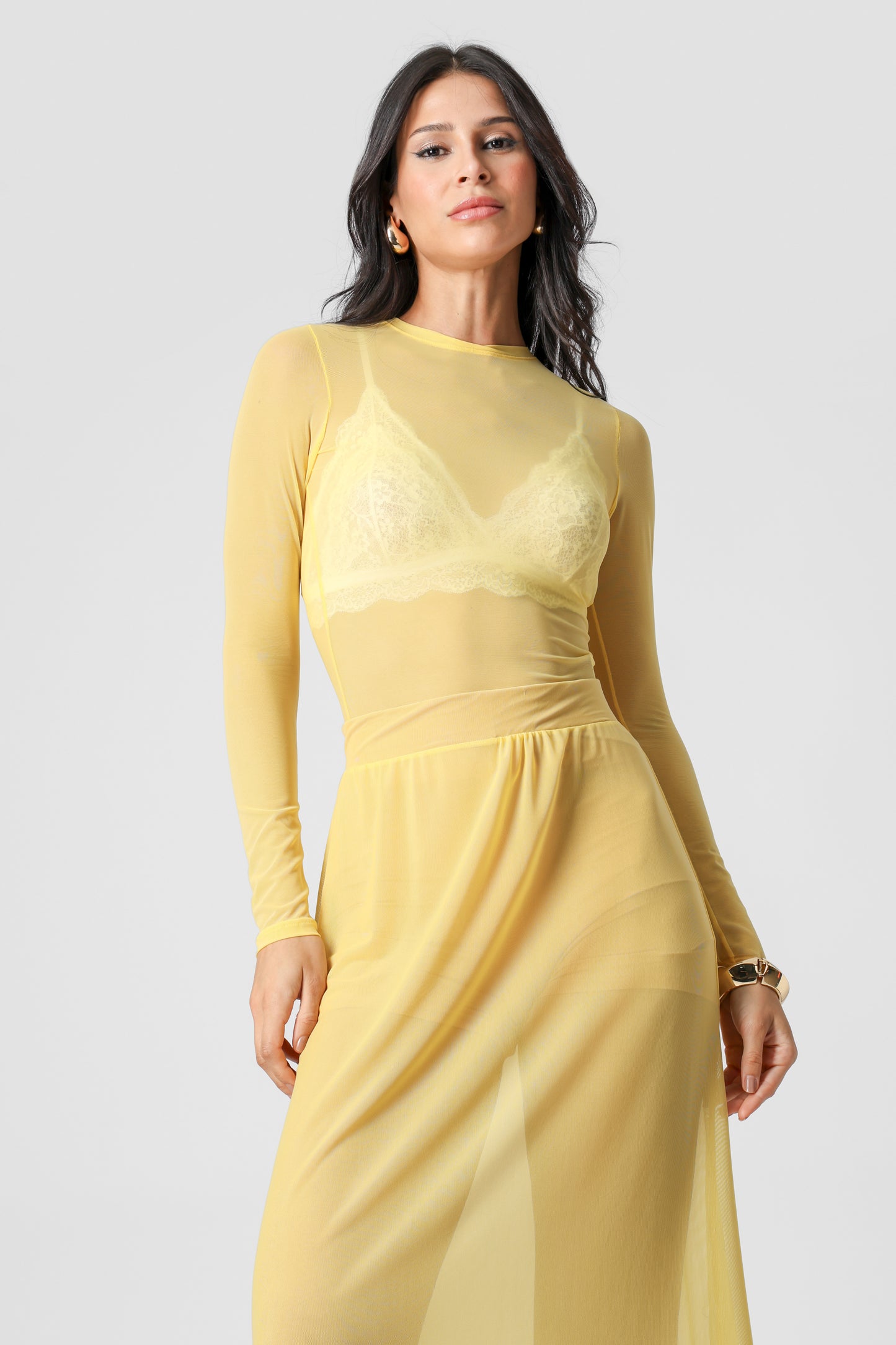 Blusa De Tule Longa - AMARELO