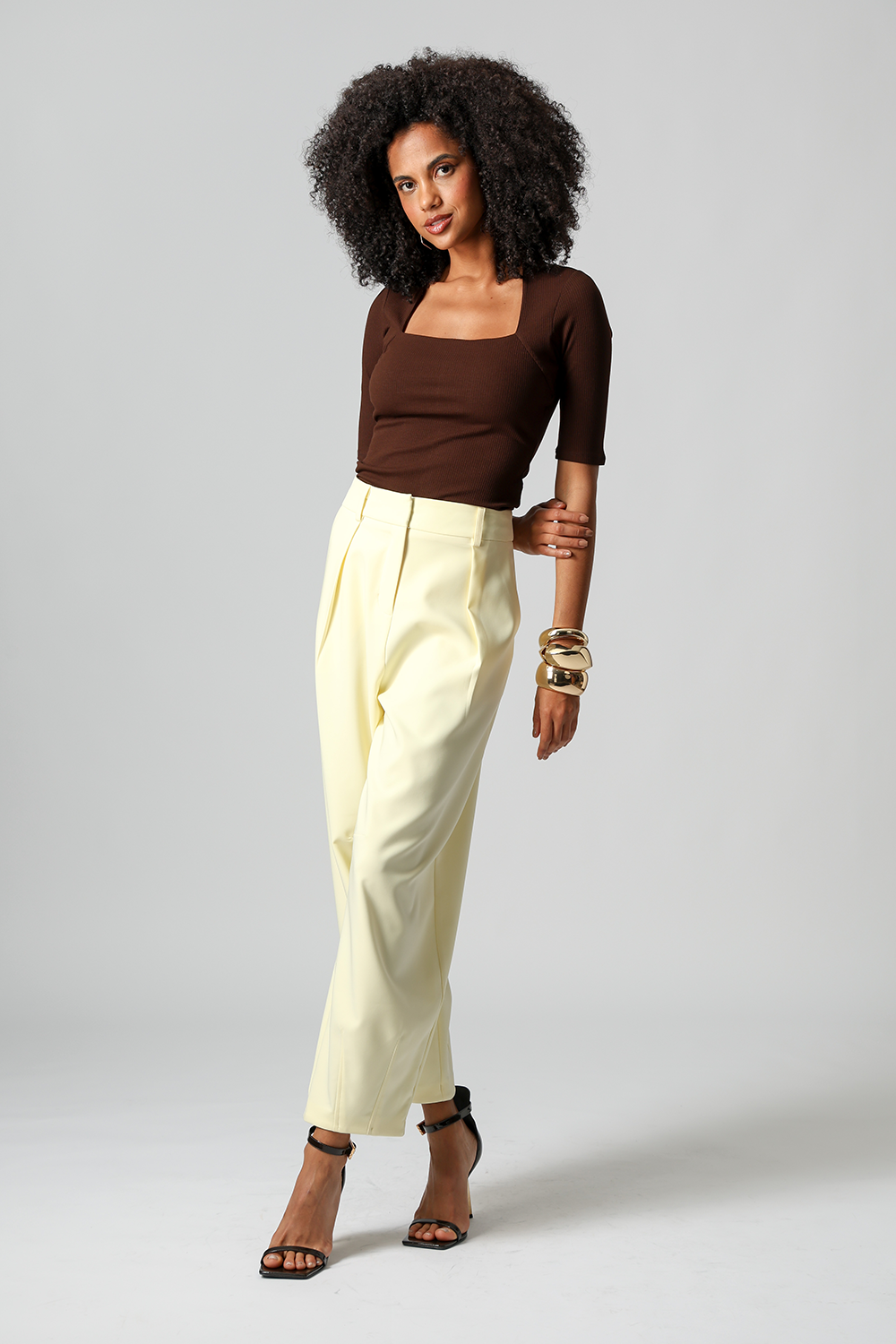 Blusa Decote Quadrado - CAFE