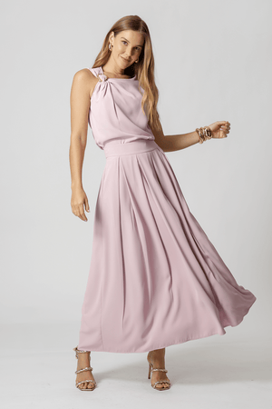Saia Midi Com Pregas - LILAS CLARO
