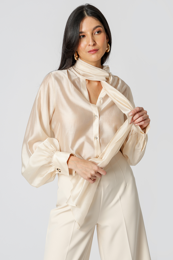 Camisa Com Laço Amplo - CRU