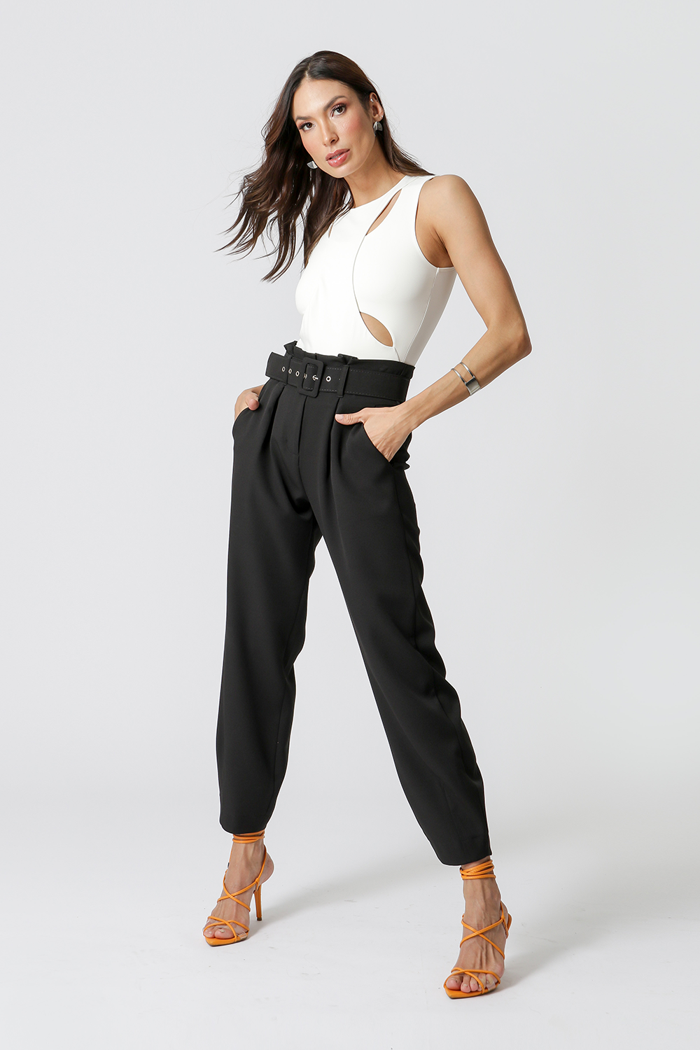 Body con superposición frontal - BLANCO ROJO 1