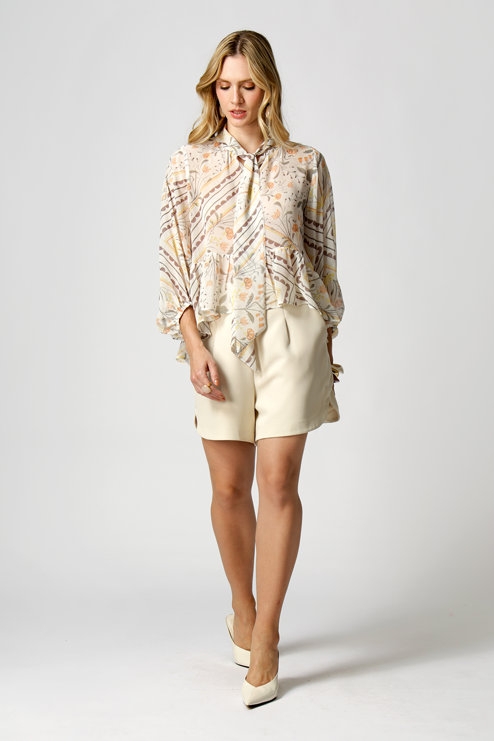 Bata Estampada Com Babados - LARANJA 1220