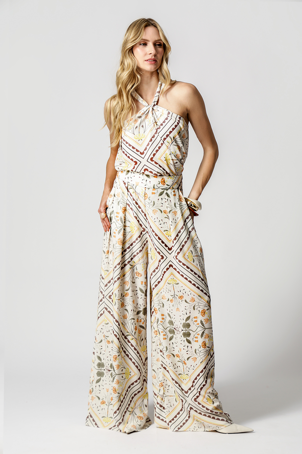 Calça Pantalona Estampada - LARANJA 1220