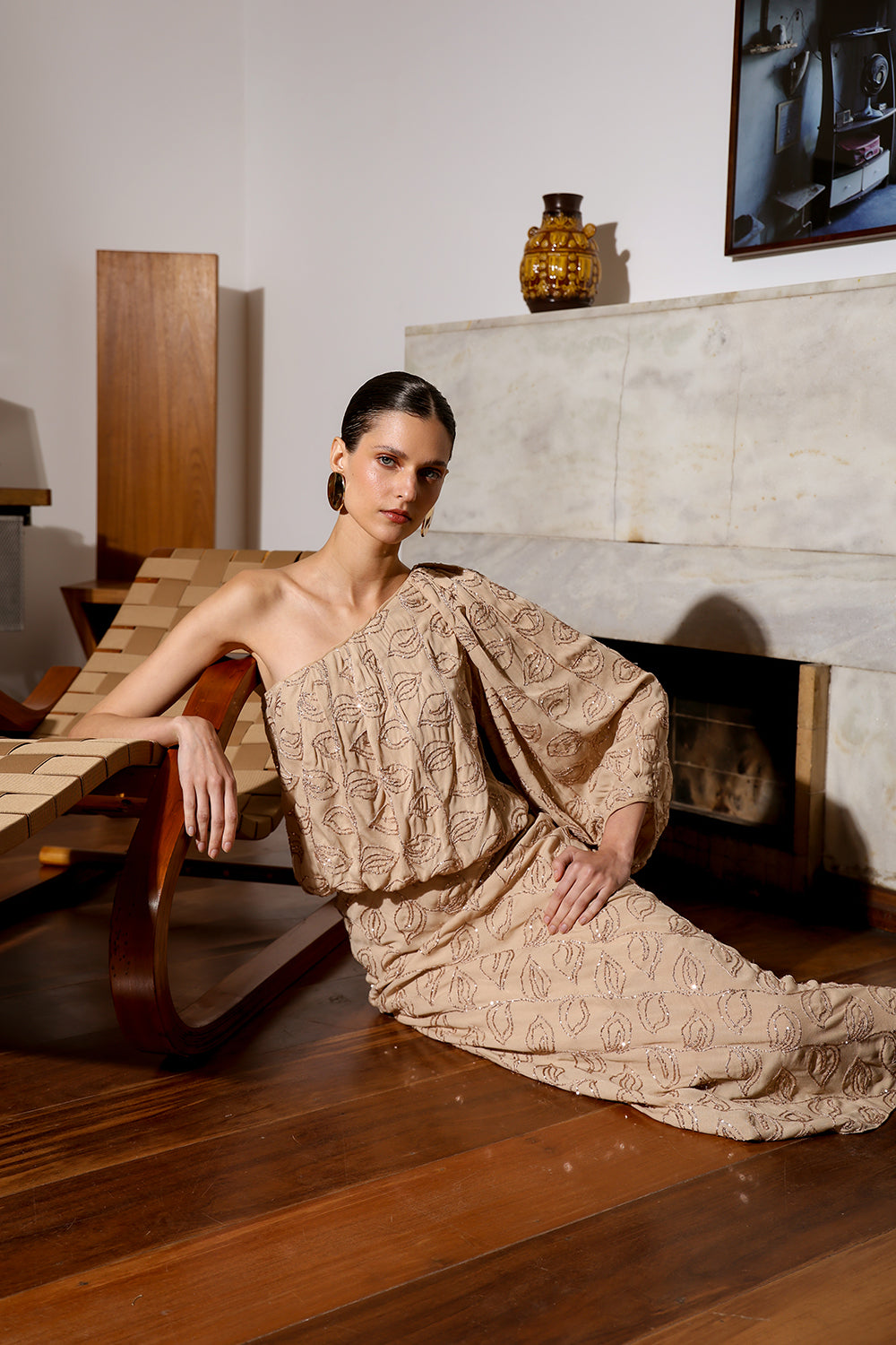 Saia Midi Sereia Paetê Folhas - AREIA 90168