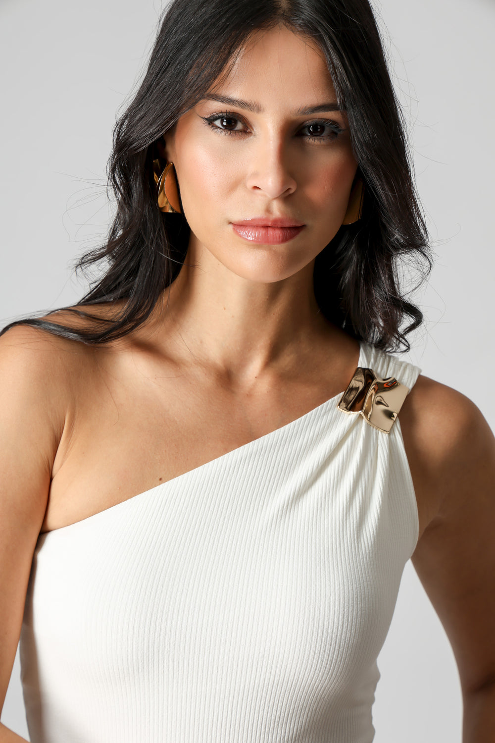 Blusa Ombro Único Com Fivela - OFF WHITE