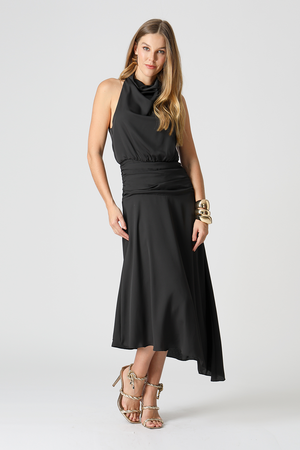 Vestido Degagê Assimétrico - PRETO