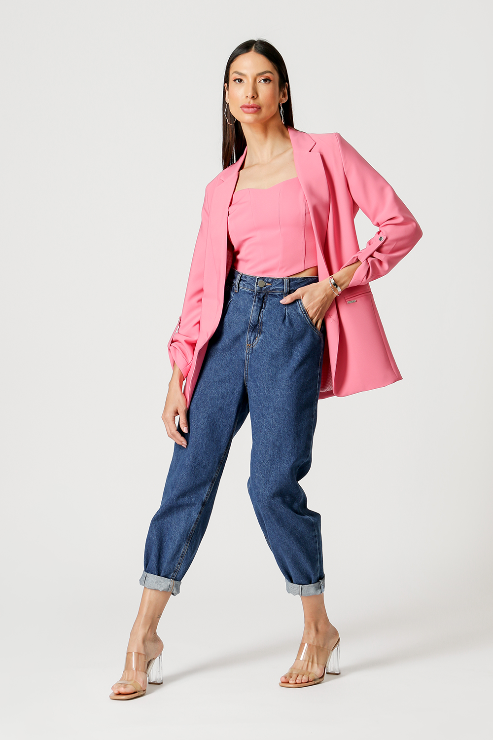 Blusa con tirantes de corsé - ROSA
