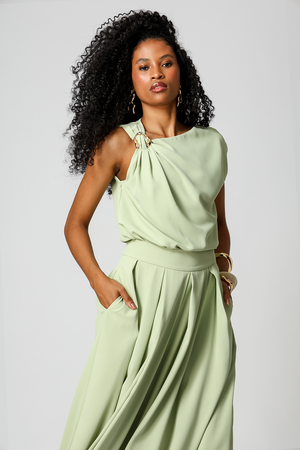 Blusa Com Metal Dourado - VERDE CL