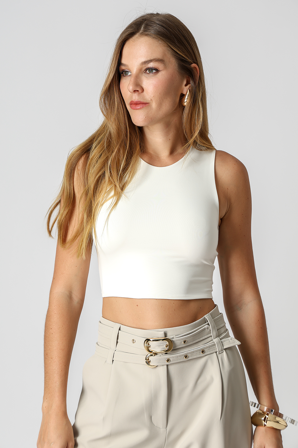 Blusa Cropped Básica - OFF WHITE