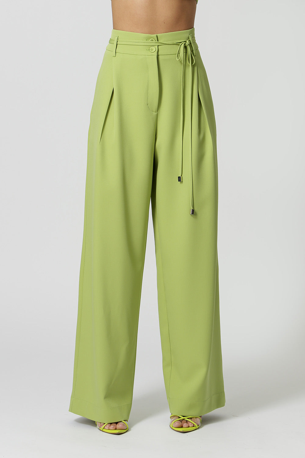 Calça Pantalona Com Cinto De Tira - FOLHA 1