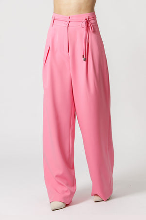 Calça Pantalona Com Cinto De Tira - PINK CLARO