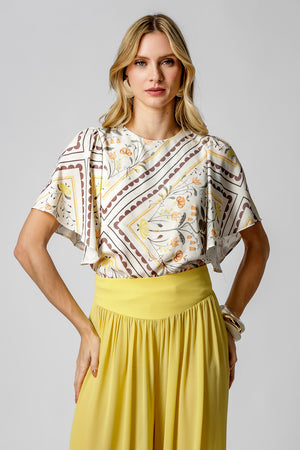 Blusa Estampada Manga Angel - LARANJA 1220