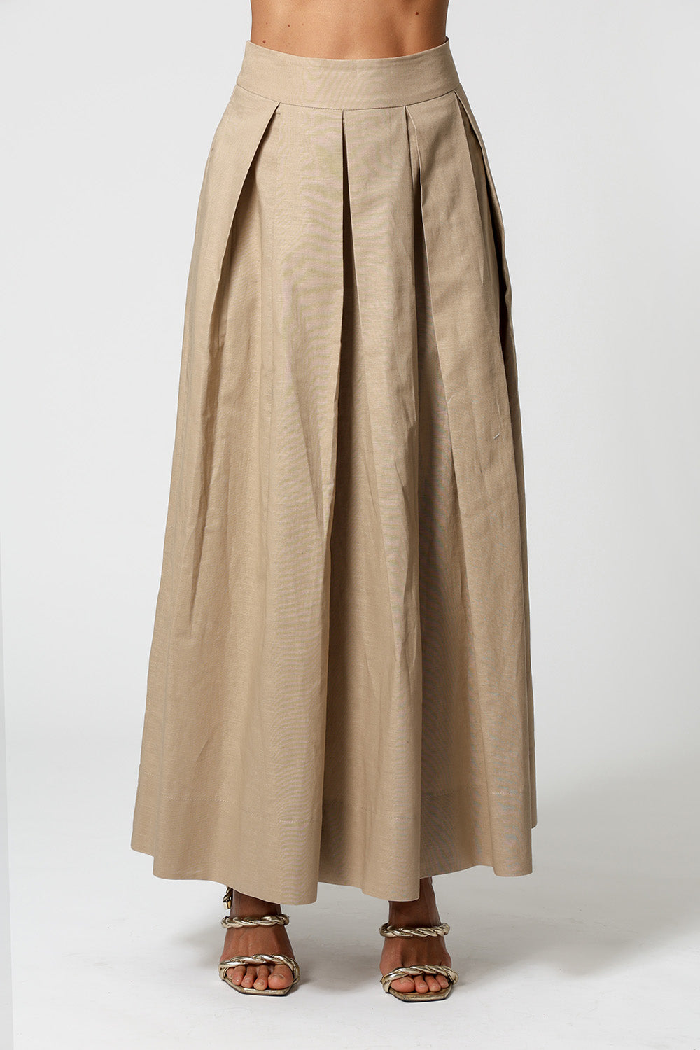 Saia de Pregas Com Volume - AREIA