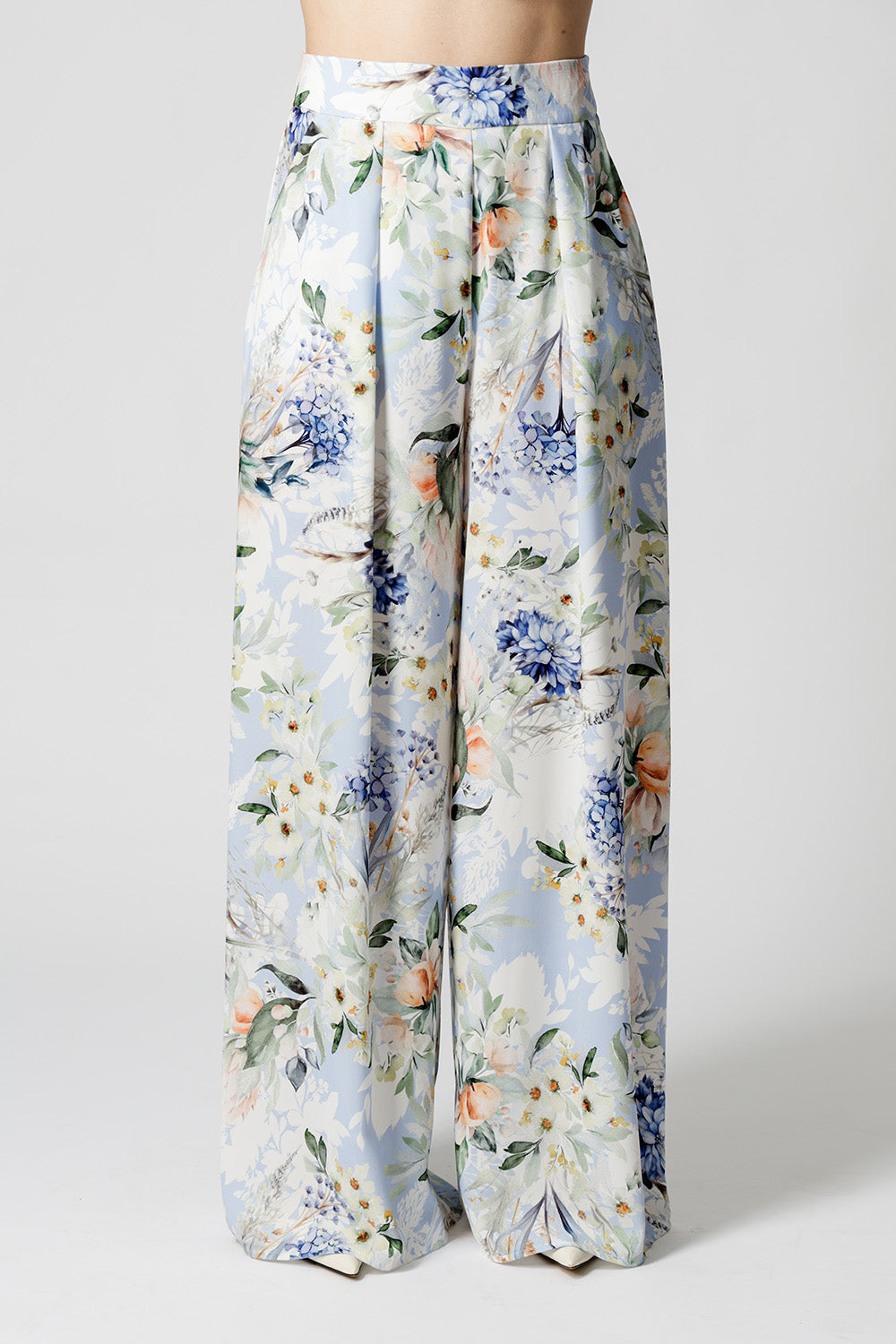 Calça Pantalona Estampada - AZUL CLARO 1221