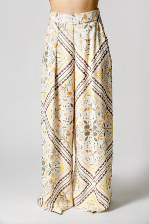 Calça Pantalona Estampada - LARANJA 1220