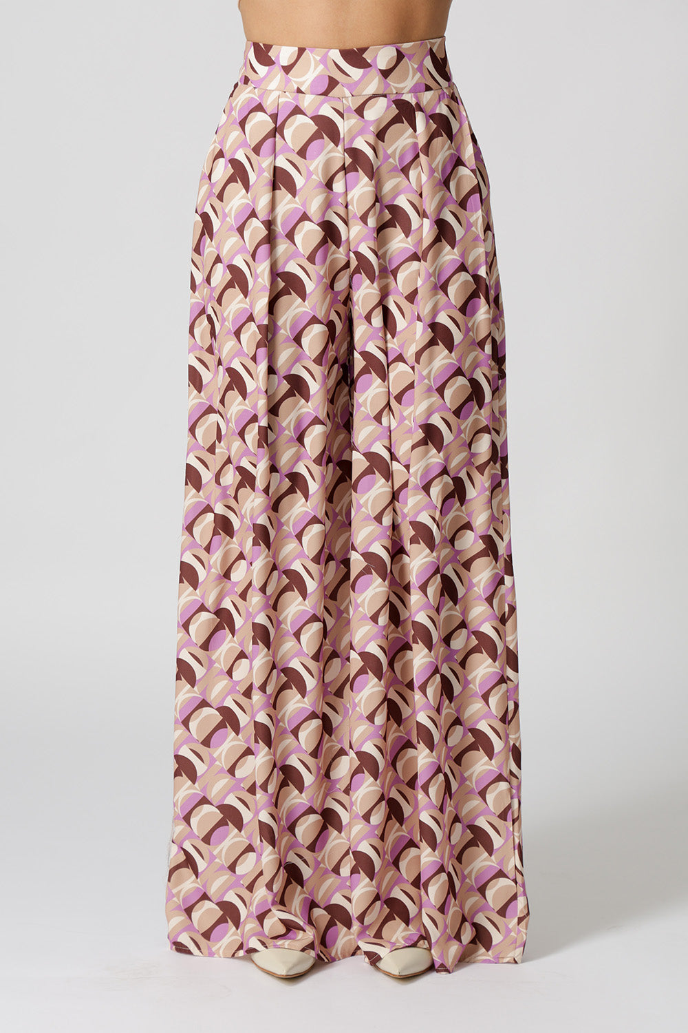 Calça Pantalona Estampada - MARROM 7207