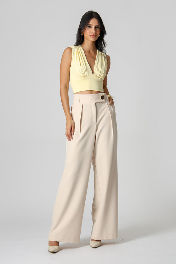 Blusa Cropped Decote V - AMARELO CL