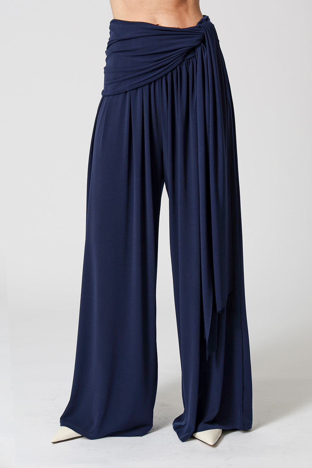 Calça Pantalona Multifuncional Com Faixa - MARINHO