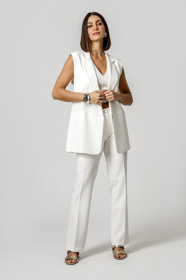 Chaleco largo entallado - BLANCO ROJO 1