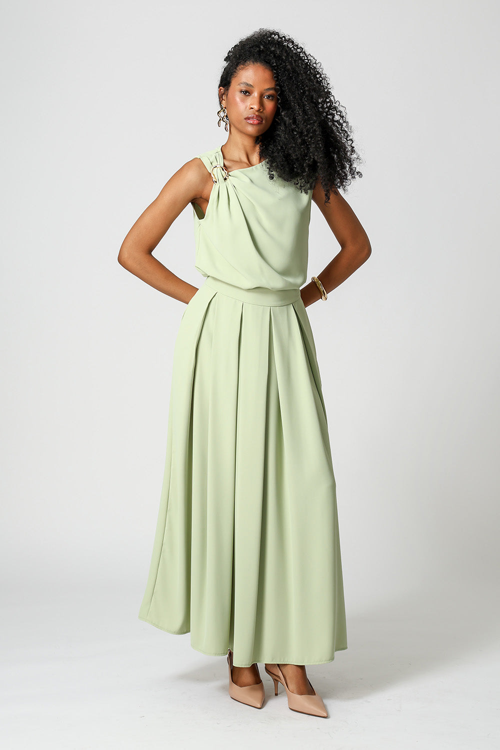 Blusa Com Metal Dourado - VERDE CL