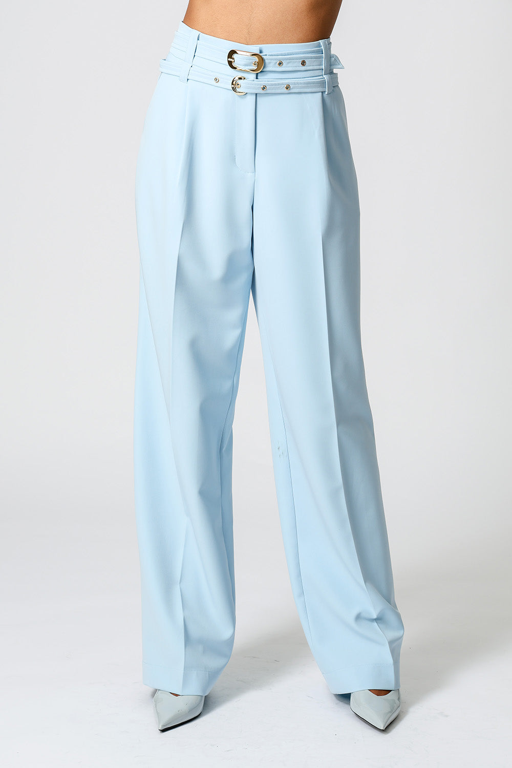 Calça Alfaiataria Com Pregas e Cintos - CIANO CL