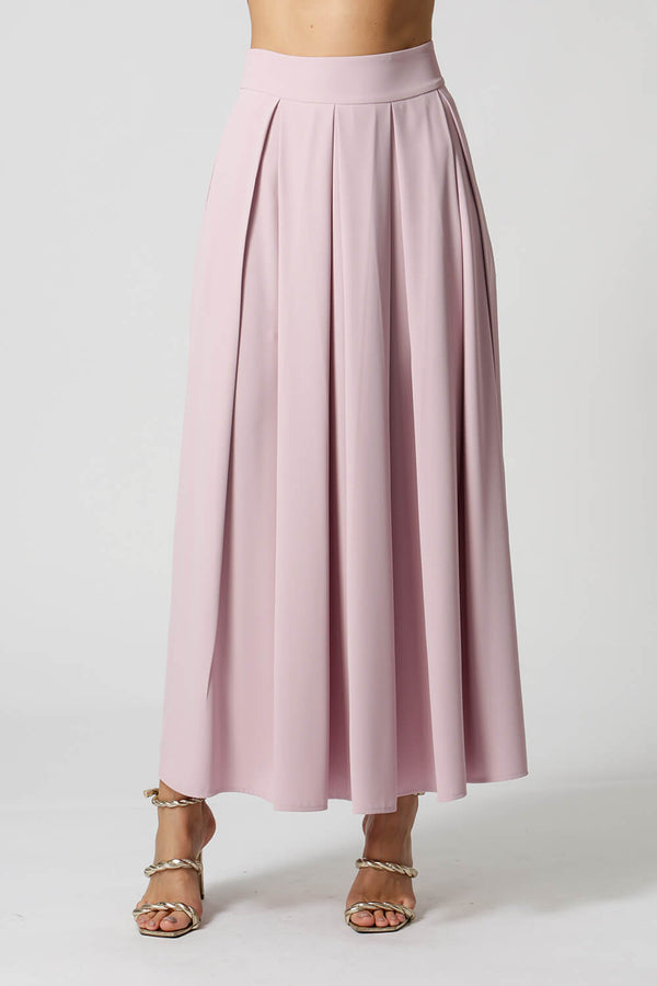 Saia Midi Com Pregas - LILAS CLARO