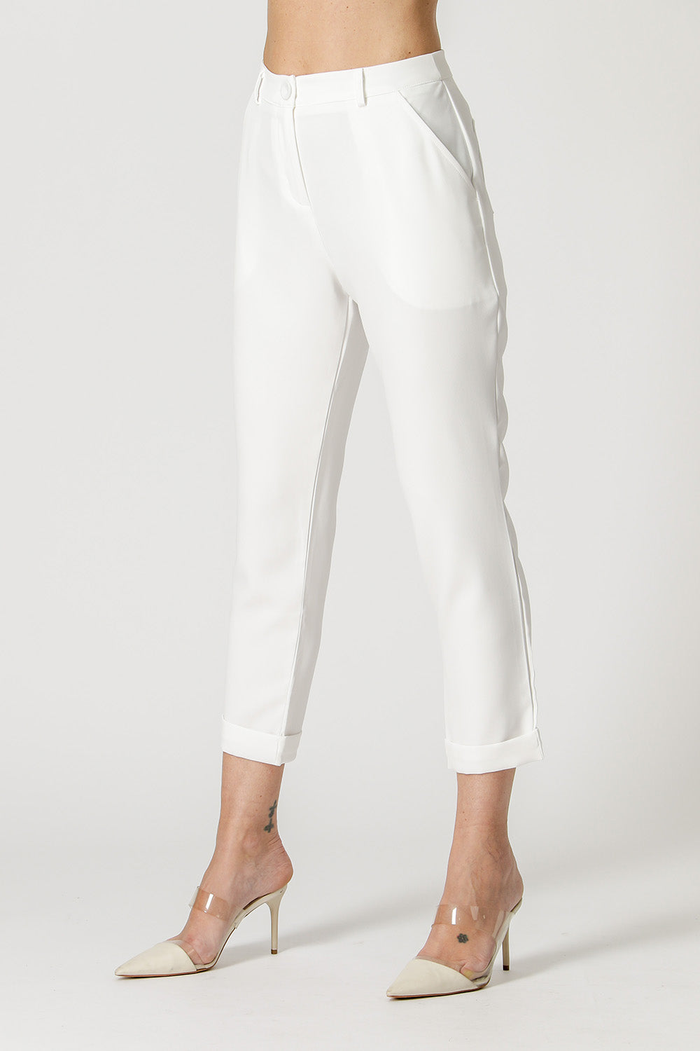 Calça Slim Com Barra Italiana - OFF WHITE