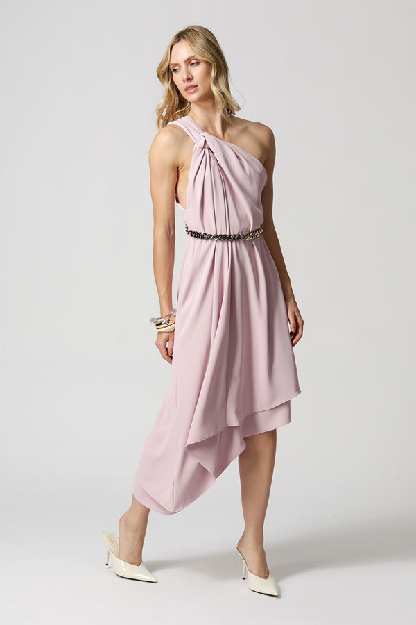 Vestido Assimétrico Ombro Corrente - LILAS CLARO