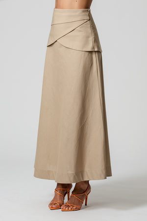 Saia Com Palas Sobrepostas - AREIA