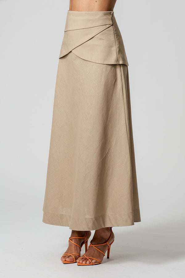 Saia Com Palas Sobrepostas - AREIA