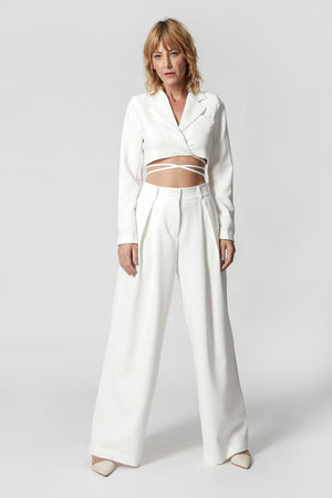 Blazer corto con tirantes - BLANCO ROJO