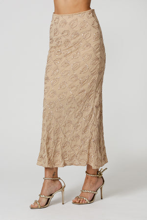 Saia Midi Sereia Paetê Folhas - AREIA 90168