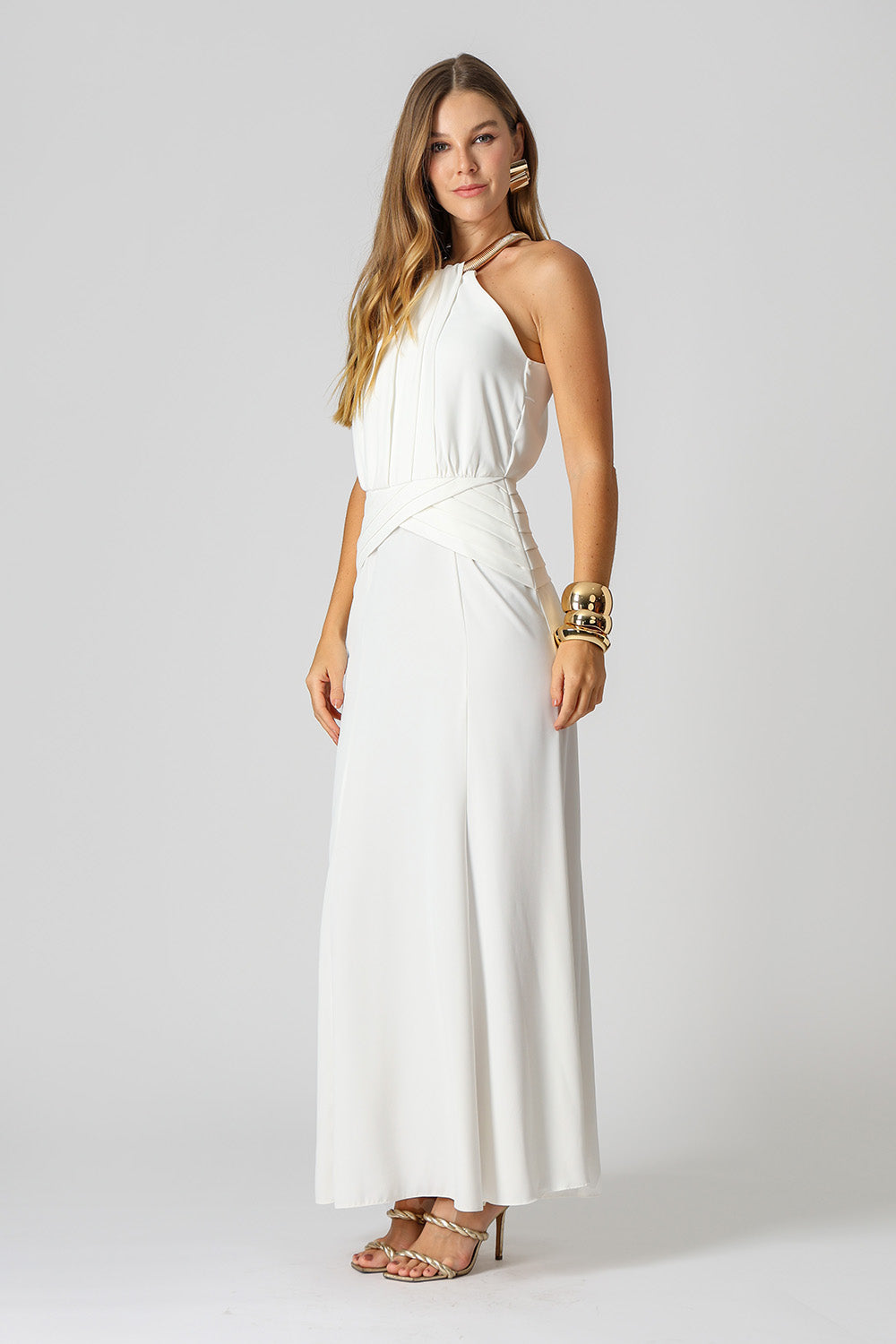 Vestido Cava Americana Com Gargantilha - OFF WHITE