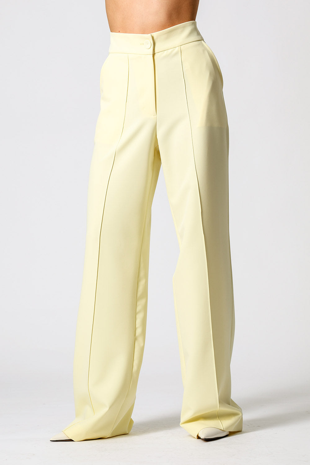 Calça Pantalona Com Vinco - AMARELO CL
