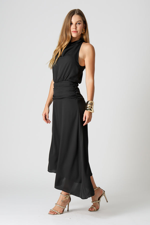 Vestido Degagê Assimétrico - PRETO