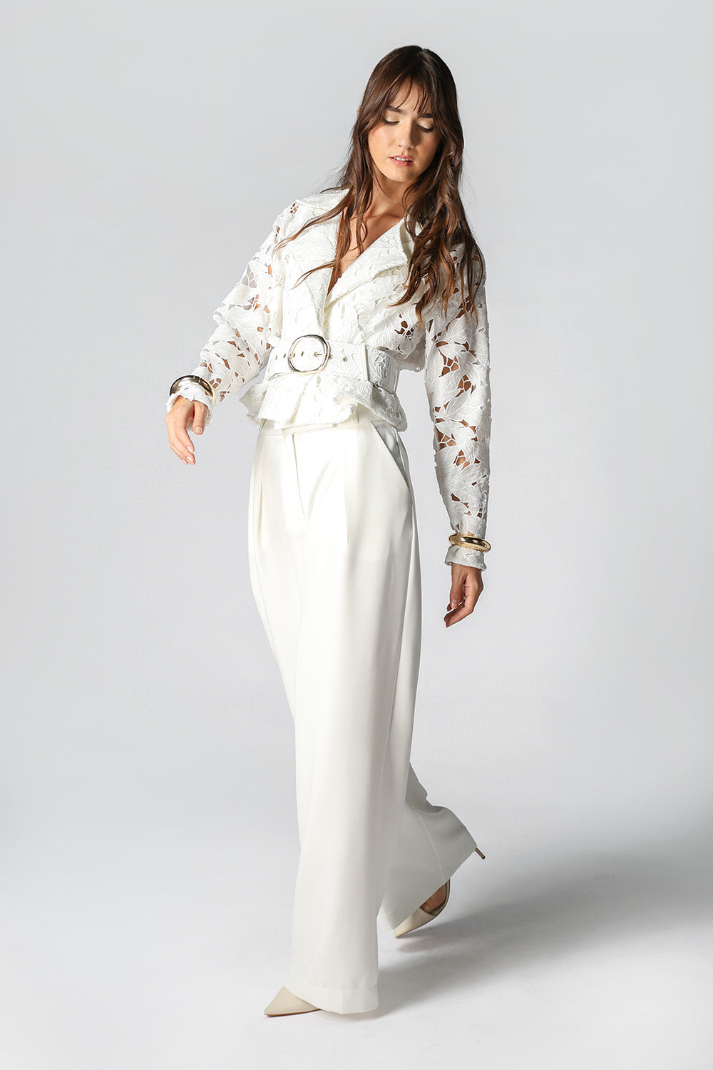 Gabardina corta de encaje - BLANCO ROJO