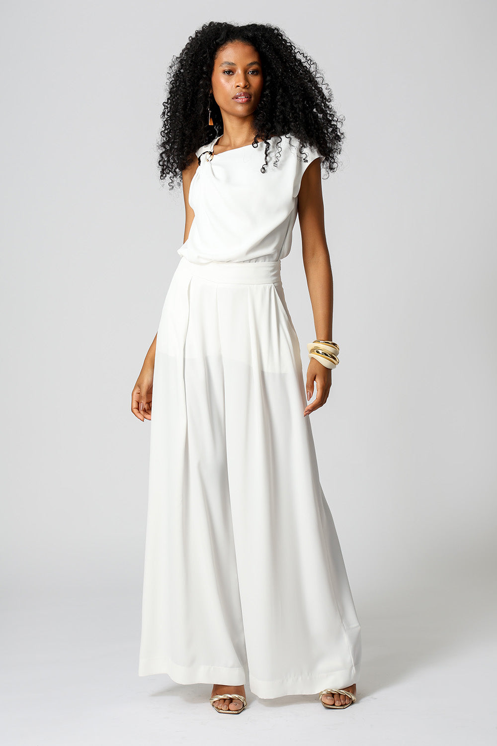 Blusa Com Metal Dourado - OFF WHITE