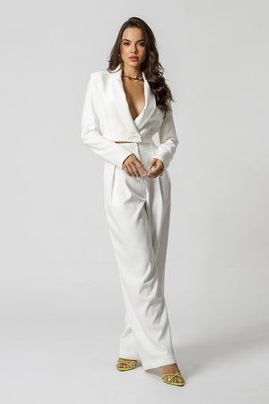 Blazer Cropped Alfaiataria - OFF WHITE