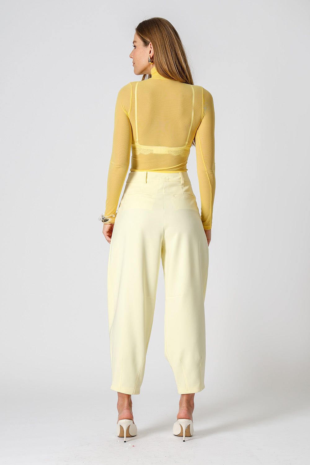 Blusa Manga Longa De Tule - AMARELO