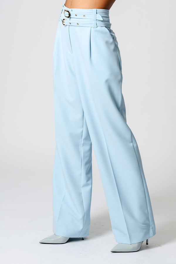 Calça Alfaiataria Com Pregas e Cintos - CIANO CL