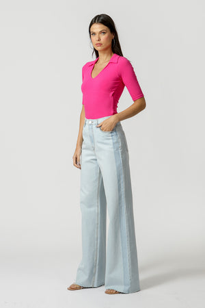 Blusa básica con cuello en V - ROSA 1