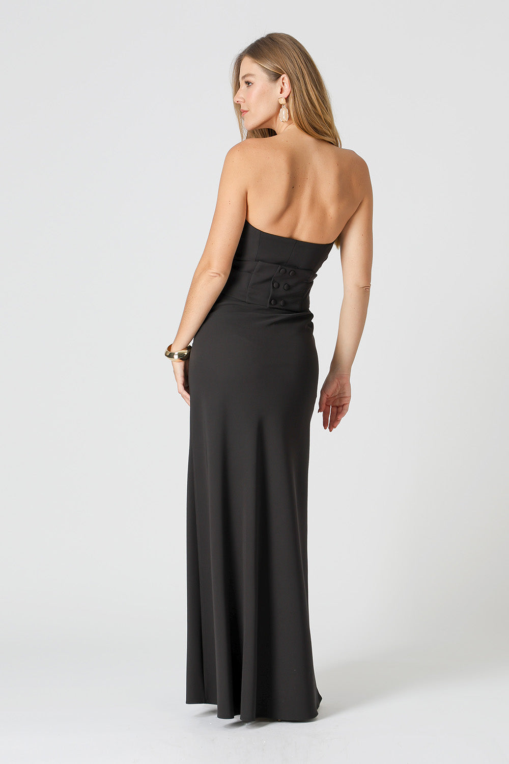 Vestido Strapless Folha 3D - PRETO