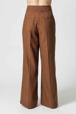 Calça Pantalona Poli Linho - CHOCOLATE
