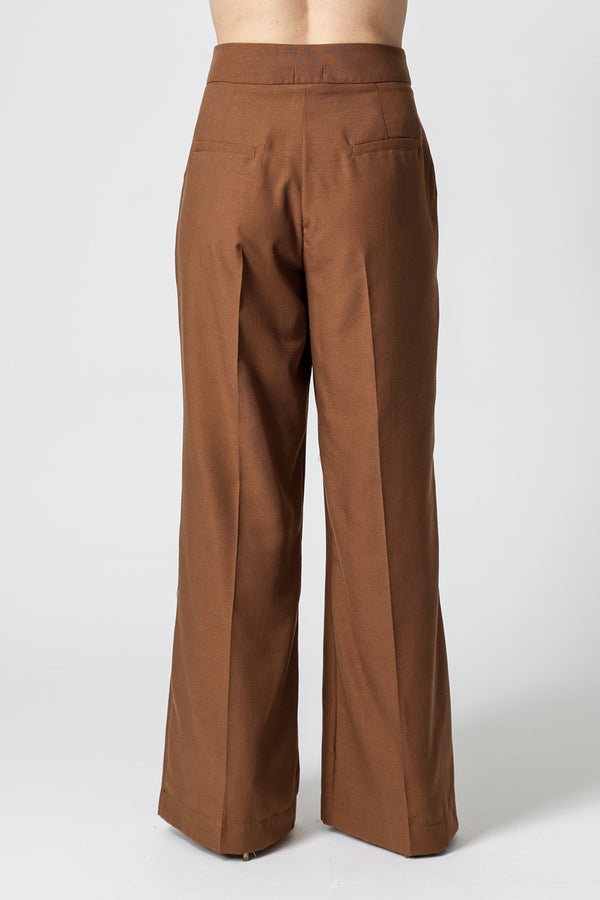 Calça Pantalona Poli Linho - CHOCOLATE