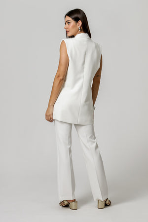 Chaleco largo entallado - BLANCO ROJO 1