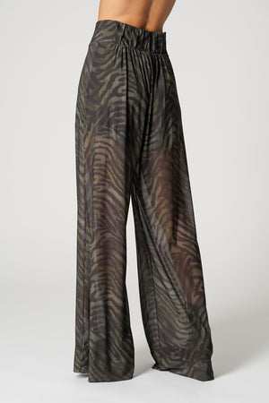 Calça Pantalona Estampada Em Tule - MUSGO 2094