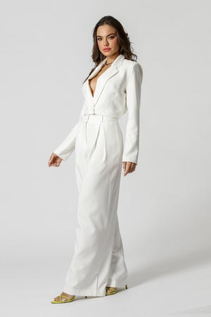 Blazer Cropped Alfaiataria - OFF WHITE