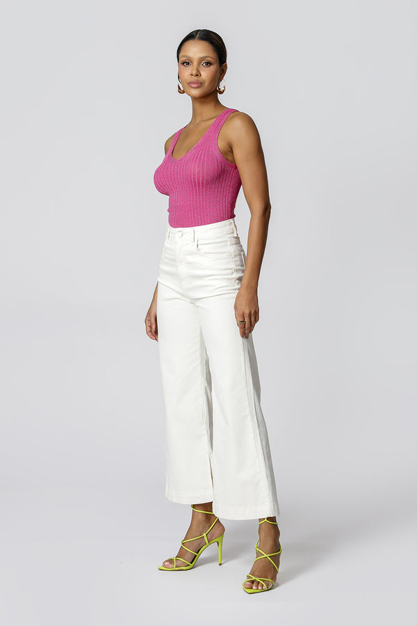 Camiseta de tirantes de lúrex brillante - ROSA